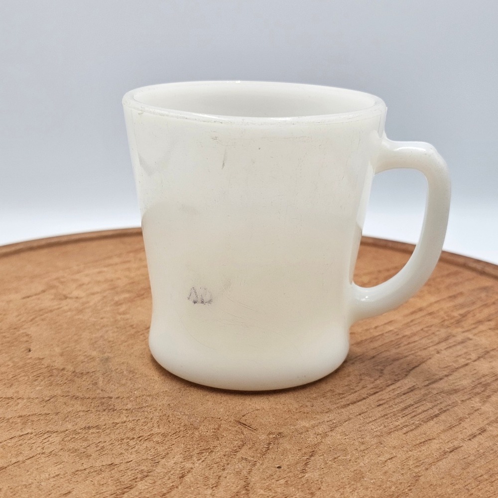 Fire-King Anchor Hocking Milk Glass Mug D-Handle White Vintage 1960s Made in USA